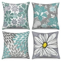 Spring Summer Pillow Covers 18x18 Set of 4, Light Blue Sunflower Decor Boho Pillow Covers Farmhouse Pillowcases for Living Room and Sofa