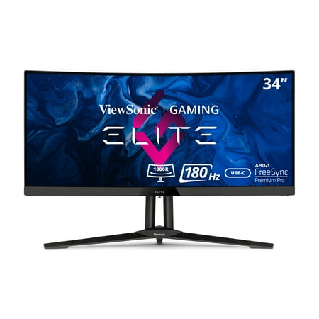 ViewSonic XG340C-2K 34 Inch 1440p Ultra-Wide QHD Curved Gaming Monitor with 1ms, 180Hz, AMD FreeSync Premium Pro, HDR 400, HDMI 2.1, DisplayPort, and USB C for Esports