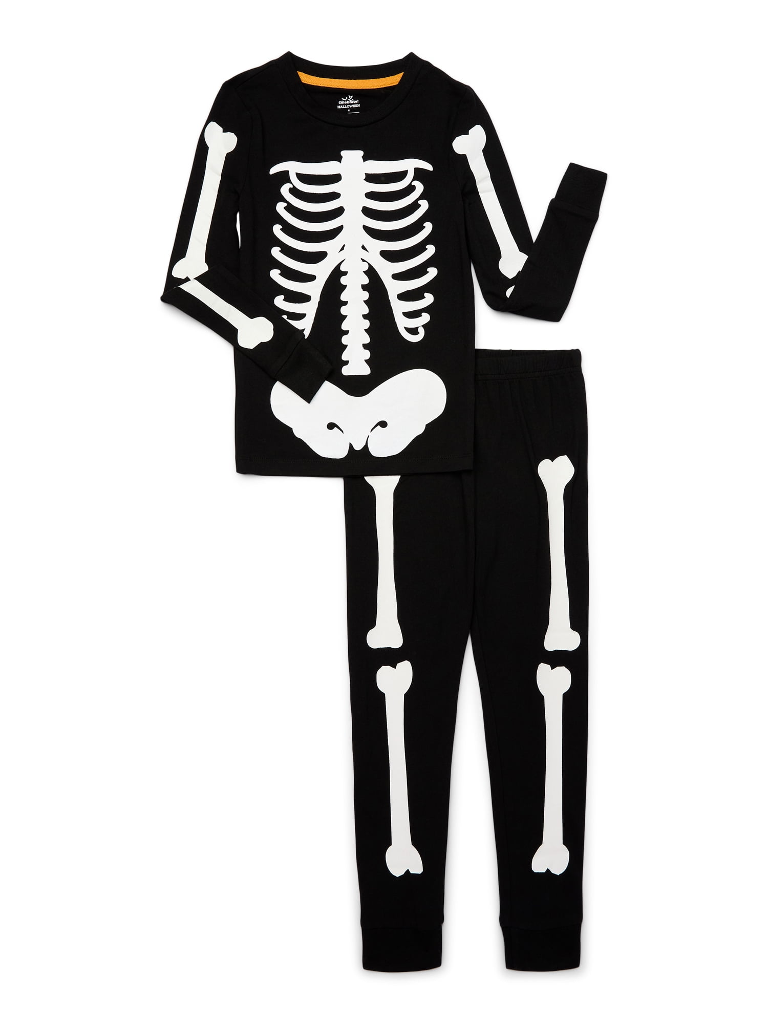 Halloween Boys or Girls Family Matching Pajamas Glow In The Dark Skeleton Set by Way to Celebrate, 2-Piece, Sizes 6-12
