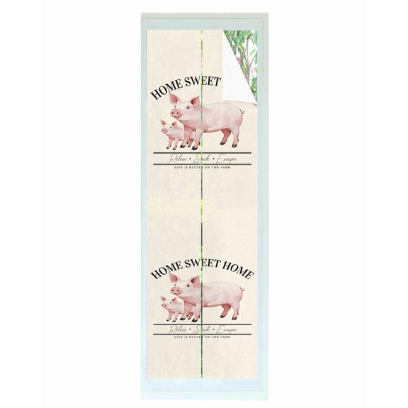 Window Privacy Film Farmhouse Pig Stained Glass Window Film Decorative Sun Block Window Cover Watercolor Cute Animals Retro Art Window Clings Static Adhesive Sticker for Bathroom 17.7"x78.7"