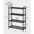 thumbnail image 3 of 4-Tier Metal Storage Rack, Shelving Unit with X Side Frames, Dense Mesh, 12.6 x 31.5 x 44.3 Inches, for Entryway, Kitchen, Living Room, Bathroom, Industrial Style, Ink Black, 3 of 8