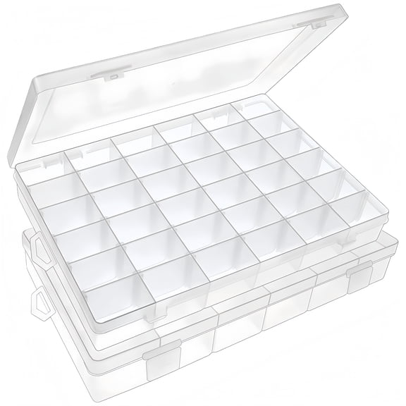 Clear 36 Compartments Organizer Box for Jewelry, Beads, Art Crafts, 2 Pack