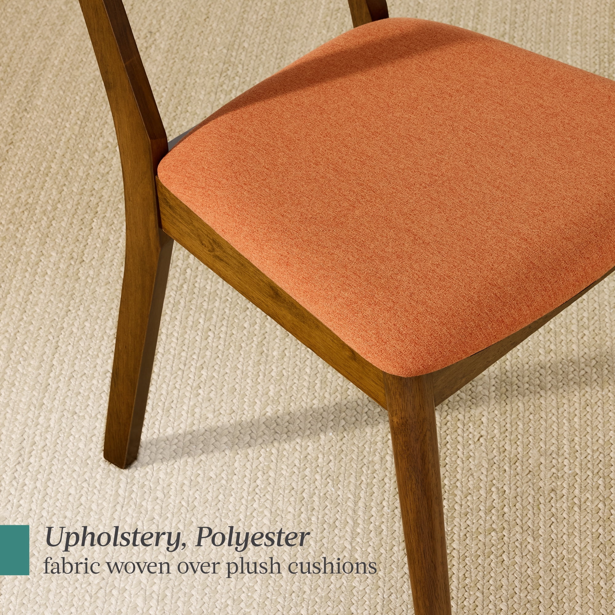 Best Choice Products 2-Piece Mid-Century Modern Wood & Upholstered Dining Chair Set - Walnut/Burnt Orange
