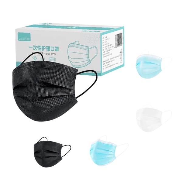 100 Disposable Face Masks for Adults, Outdoor, Hospital, Airport, Farm, Garden, Non-Woven Fabric and Meltblown Fabric, Soft, Comfortable Face Mask, Anti-Fog, Wide Earbands