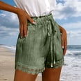 thumbnail image 7 of Karight Women's High Waisted Paperbag Shorts with Lace Trim Drawstring Casual Loose Fit Summer Shorts, 7 of 7