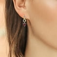 thumbnail image 3 of Gem Stone King 925 Sterling Silver and 10K Yellow Gold Red Garnet and White Lab Grown Diamond Infinity Dangle Earrings for Women (1.26 Cttw, Heart Shape 5MM), 3 of 3