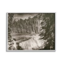 Stupell Industries Woodland Waterfall Photography Landscape Photography Gray Framed Art Print Wall Art, 30 x 24