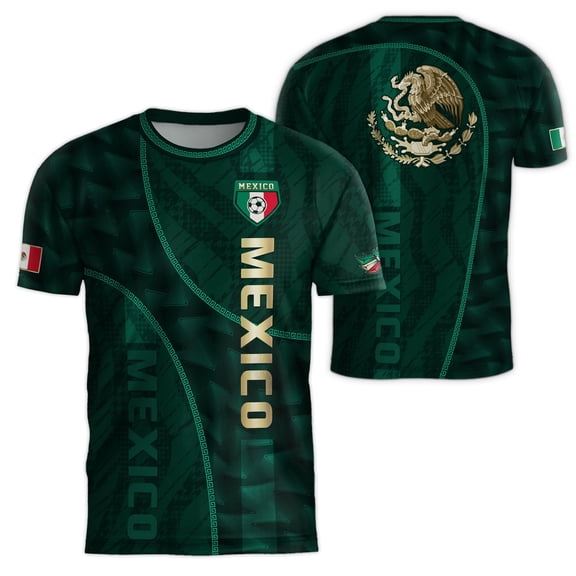 Zimjoy Mexico Soccer Jersey Mexico Jersey Men Mexican Soccer Shirts Mexican Shirts for Men Dark Green L