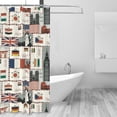 thumbnail image 2 of Shower Curtain, world Stamp Pattern Waterproof Fabric Plastic Shower Curtain, Drying Fast Bathroom Curtain with 9 Buttonholes, Ruffle Shower Curtain 60x72in, 2 of 8