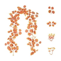 Twfbrm Autumn Eucalyptus Leaves Garland, 6.6ft Realistic Silver Dollar Leaves Hanging Vines with Flowers, Farmhouse Fall Foliage Garland Thanksgiving Harvest Fall Decorations for Home Party Fireplace