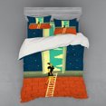 thumbnail image 2 of Ambesonne Retro Bedding Set 3 Pcs, Woman on Ladder, Twin, Multicolor, 2 of 3