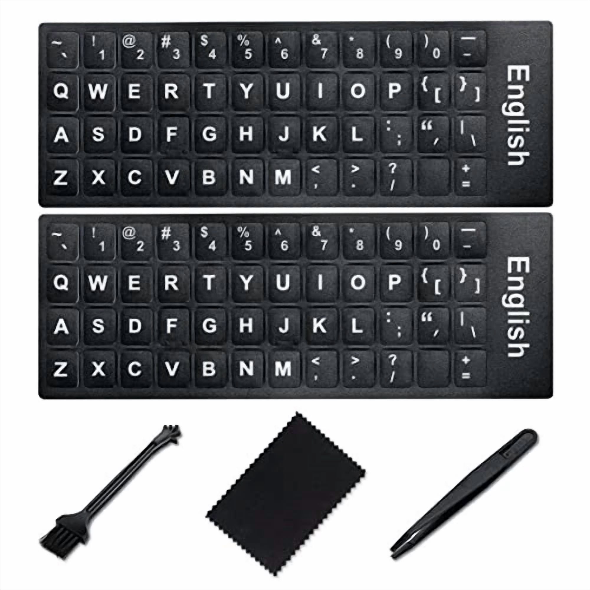 CRESTIN- English Keyboard Stickers [5 In English Big Font White Letter/Black Background