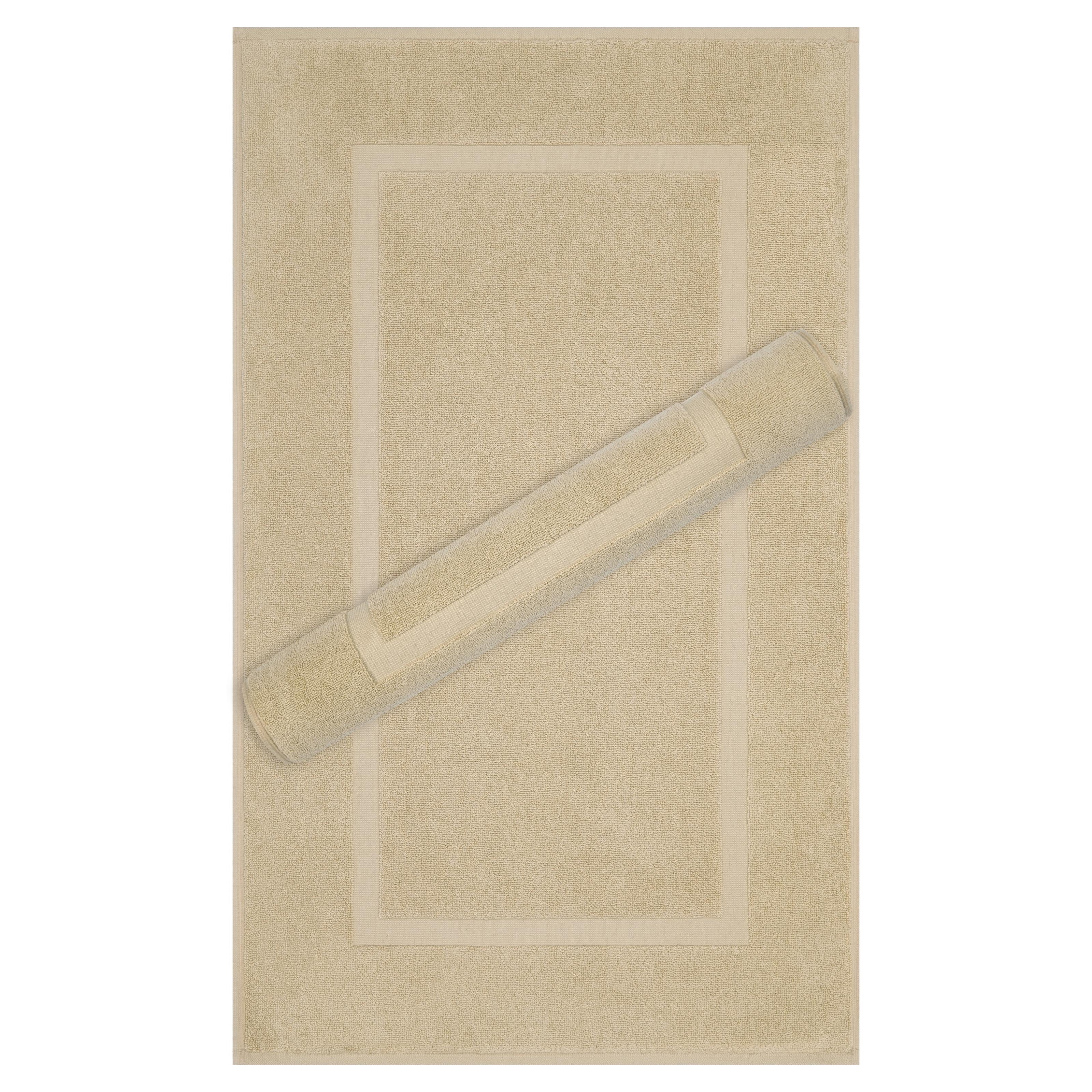 Cotton Paradise 100% Cotton Bath Mats for Bathroom Floor Set of 2 Pack, 20x34 Soft Absorbent Washable Quick Dry Tub Bathmat, Beige