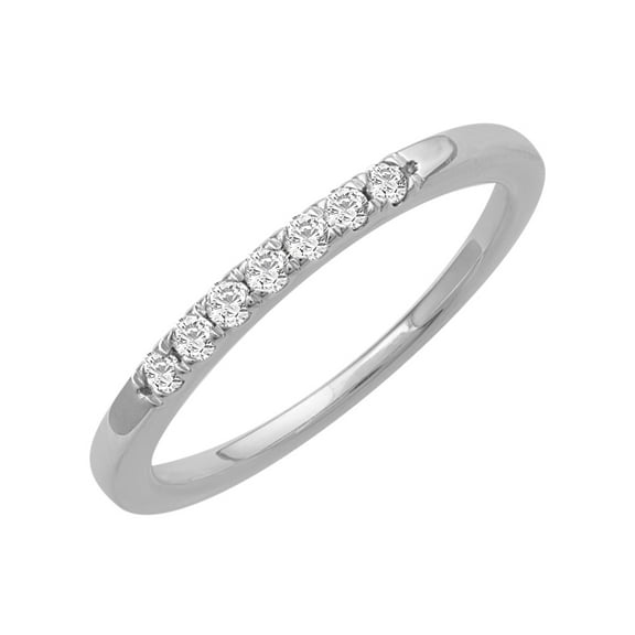 0.15 Carat Diamond Wedding Band Ring in 14K White Gold (Ring Size 7.25) (I1-I2 Clarity)