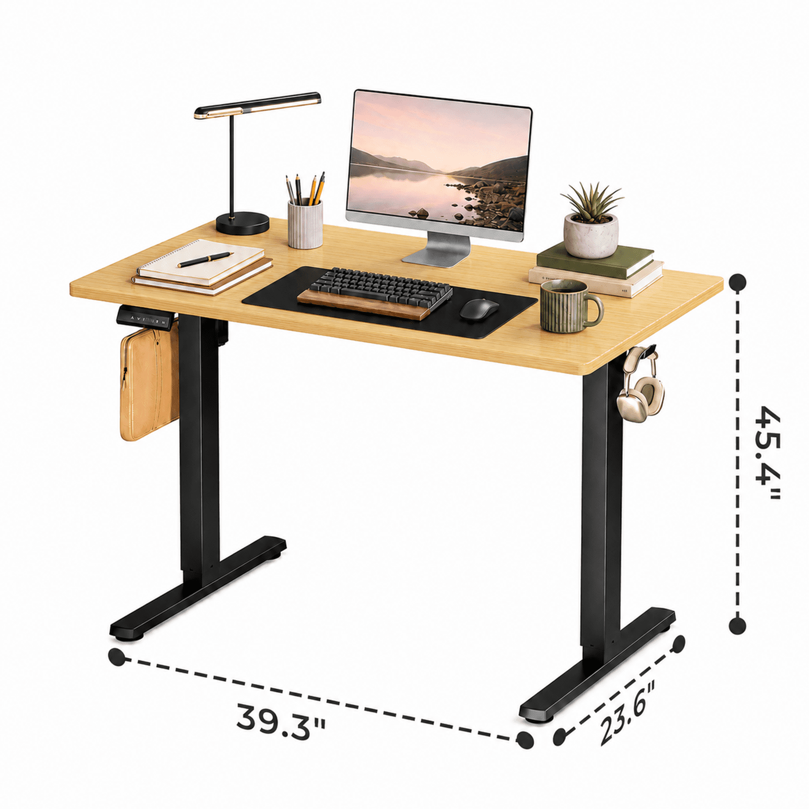 Alvantor Standing Desk, 28.7''- 48'' Height Electric Height Adjustable Home Office Desk with 3 Memory Presets, Sit and Stand Up, T-Shaped Frame