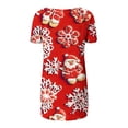 thumbnail image 4 of Camiseta Impresa con Cuello en V de Manga de Raglan de la Parte Trasera Larga Delantera Corta de las Mujeres de Navidad, Vacaciones Informales, 4 of 5