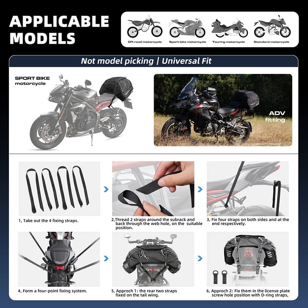 Rhinowalk Motorcycle Saddle Bags Motor Expandable Cargo Bag