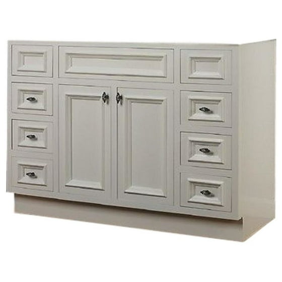 Jsi Danbury 48 White 4 Drawer 2 Door Bathroom Vanity Base Cabinet Only