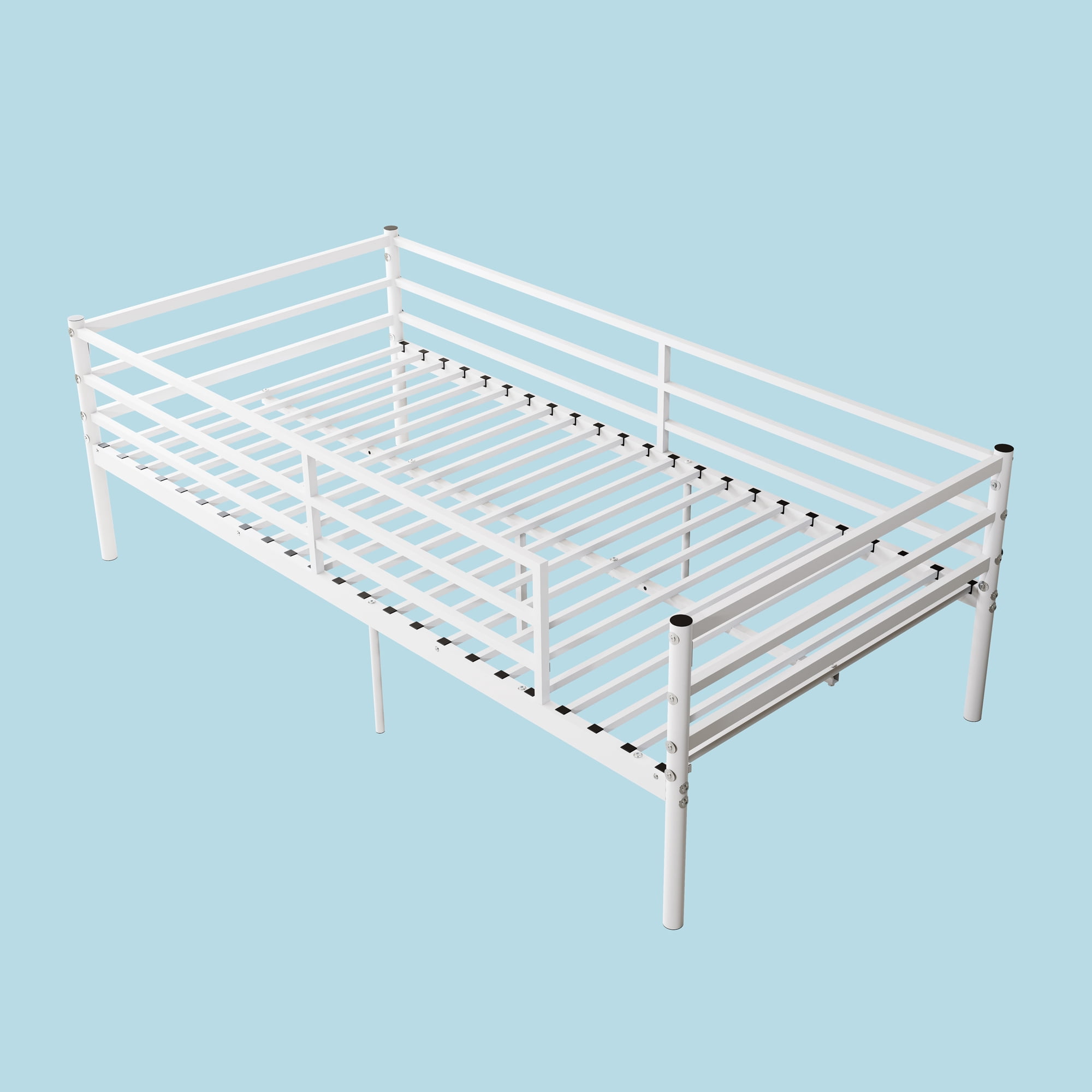 Leumius Twin Metal Bed Frame,Heavy Duty Metal Platform,No Box Spring Needed,Easy Assembly,White