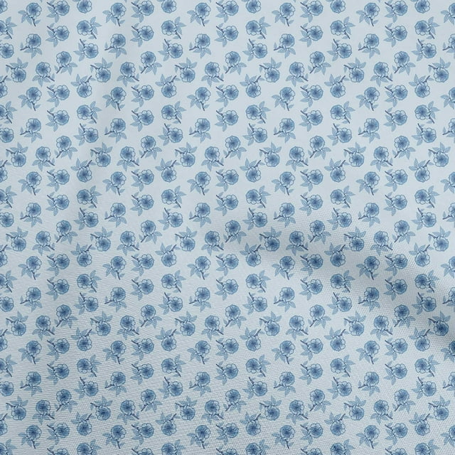 oneOone Cotton Poplin Light Blue Fabric Floral Sewing Craft Projects Fabric Prints By Yard 42 Inch Wide
