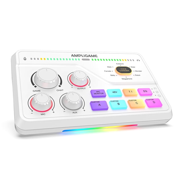 Mezclador de audio FIFINE AmpliGame SC8W 7.1 canales Surround Sound RGB