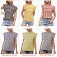 thumbnail image 3 of Blusa de mujer con estampado de margaritas, ribete de volantes, cuello con volantes, manga casqui Romacci Blusa de mujer, 3 of 7