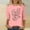 Pink, variant on Viluyesy 3/4 Sleeves T-Shirt Women Round Neck Shirt Tops Fashionable Loose Blouse Blue Size 2XL