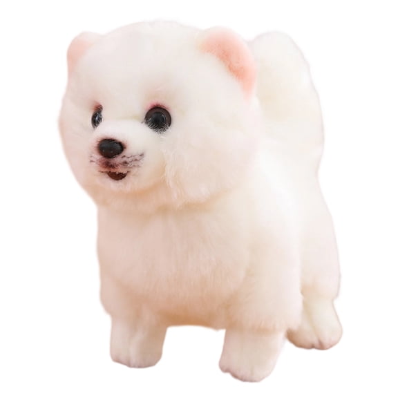 Realistic Dog Toy Simulation Pomeranian Toy Doll Stuffed for Display and Cuddling Safe Emotion Support Accessory