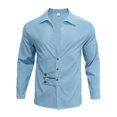 thumbnail image 4 of Fashion Plus Size Long Sleeve Shirts for Mens d Top Solid Color Casual Loose Cardigan Lapel Shirt d Lapel Top/shirt Clearance Under 5$!, 4 of 8