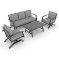 thumbnail image 5 of Gotland 6-Seater Patio Furniture Set with 43in Gas Fire Pit Table - Modern Outdoor Metal Sectional Sofa with 55,000 BTU Propane Fire Pit, Grey Cushions, 5 of 8