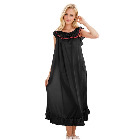 HomeGardon Nightgowns for Women,Summer Dresses Women Lace Homewear Ice Silk Sleeveless Nightdress Nightdress
