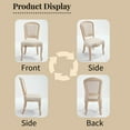 thumbnail image 3 of French Country Dining Chairs Set of 2, Hand-Carved Wooden Legs & Upholstered Fan-Back Design, Disassemblable Space-Saving Kitchen Chairs with Linen-Cotton Seats for Formal Dining Rooms, 3 of 9