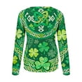 thumbnail image 5 of Aobny Women's Holiday Blouses St Patrick's Graphic Blouses Crew Neck Pullover Green Long Sleeve Women Shirt,S, 5 of 7
