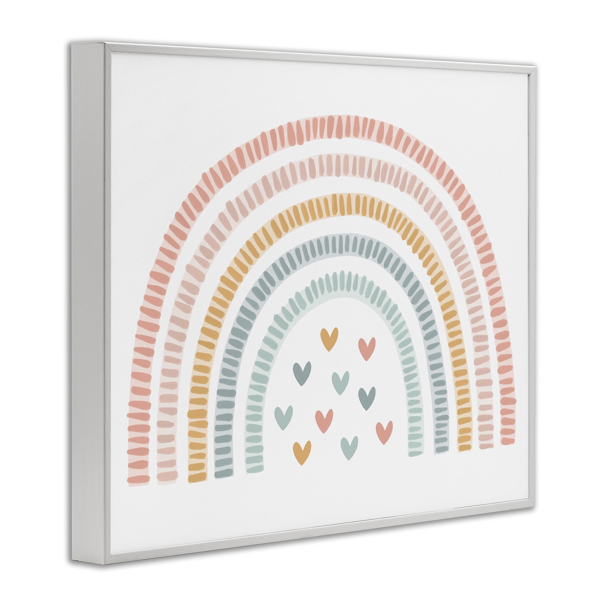 Stupell Industries Whimsical Pastel Rainbow with Hearts White Framed Giclee Art, design by Lil' Rue