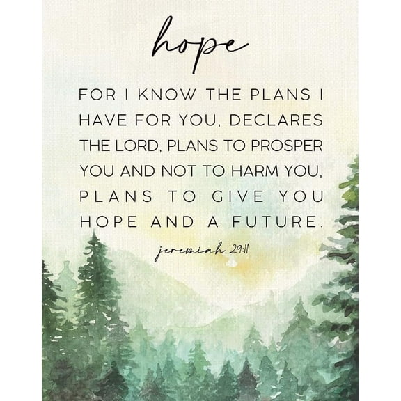Hope Christian Jeremiah 29:11 Bible Verse Wall Decor Inspirational Room Church Gifts Uplifting Scripture Home Decor Gift For Believers poster