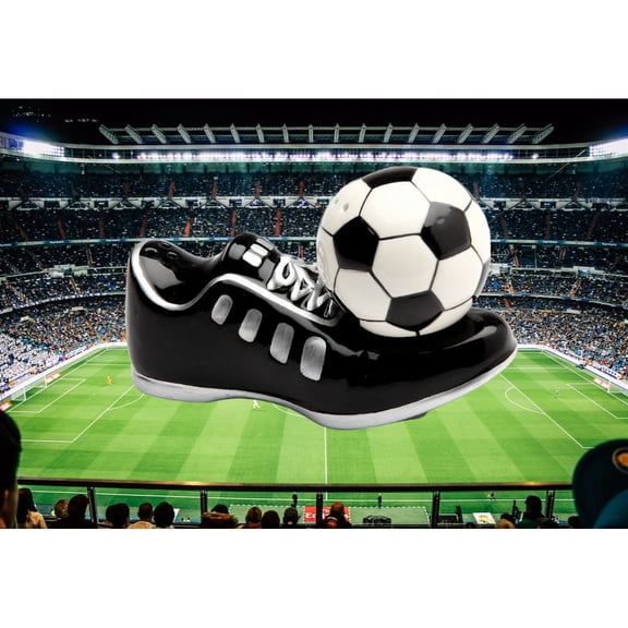 Ceramic Soccer Ball and Cleats Salt and Pepper Shakers