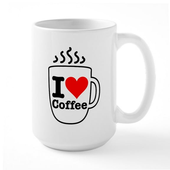 CafePress - I Heart Coffee Large Mug - 15 oz Ceramic Large White Novelty Mug