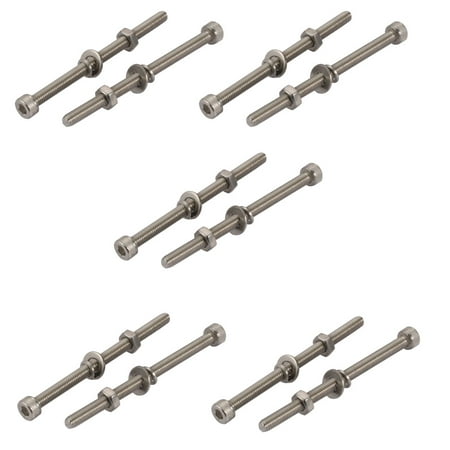 

Unique Bargains 10pcs M4x60mm 304 Stainless Steel Knurled Hex Socket Head Bolts Nuts w Washers