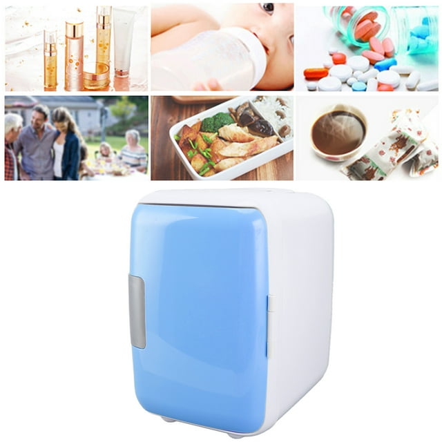 Réfrigérateur Portable de Voiture 4 Litres Durable ABS Rangement Cosmétique Partition Détachable Mini Réfrigérateur pour Aliments et Cosmétiques