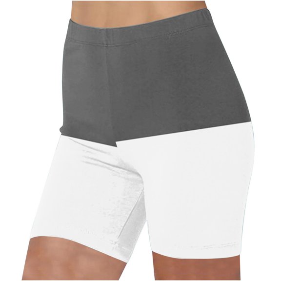 Color Block Biker Shorts for Women - Buttery Soft Summer High Waisted Tummy Control Athletic Workout Yoga Shorts