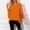 Orange, variant on Women Blouse Round Neck Side Slit Double Ruffle Three Quarter Sleeve Loose Irregular Front Short Back Long Hem Casual Top White XL