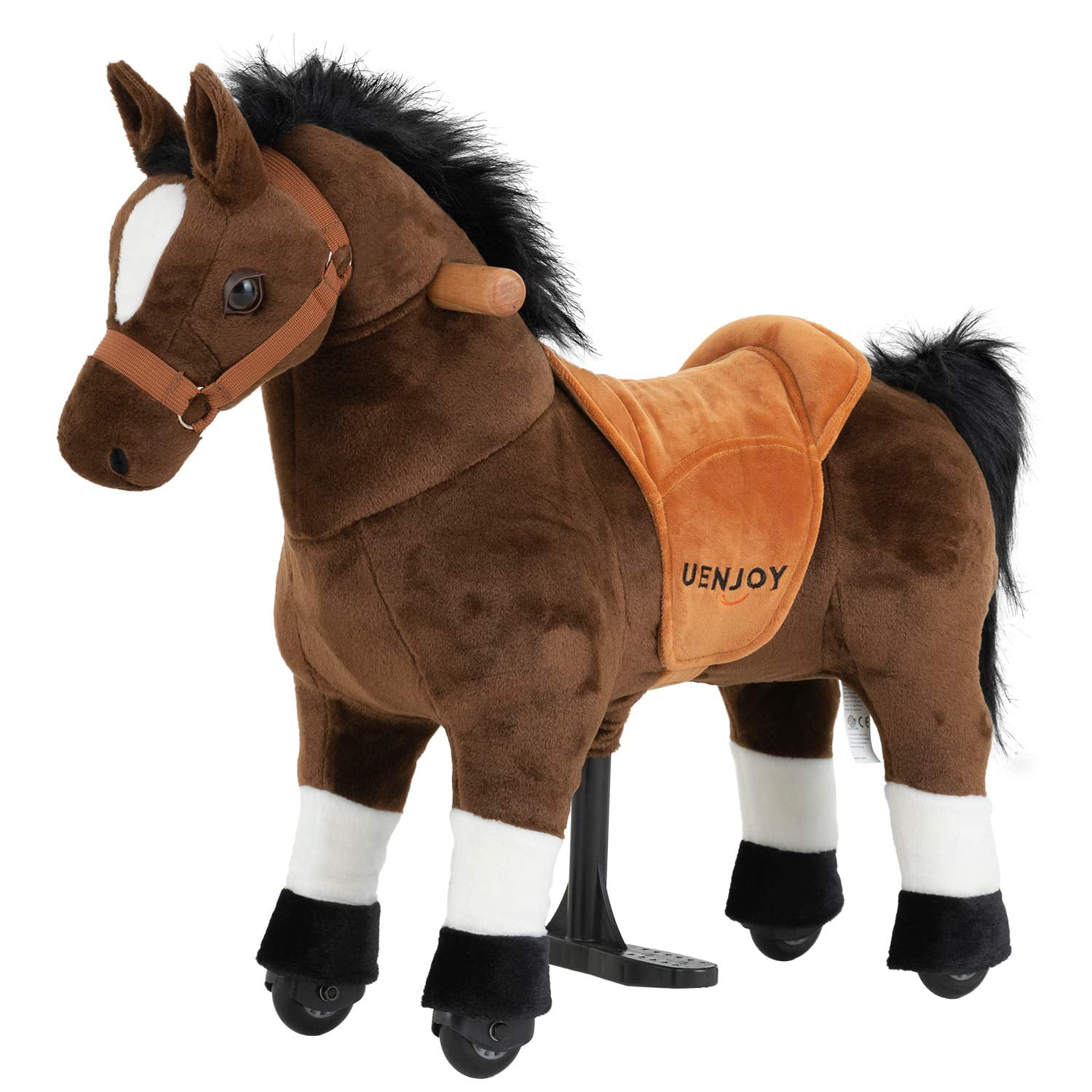 Qaba Kids Ride-on Walking Horse With Easy Rolling Wheels, Soft Huggable ...