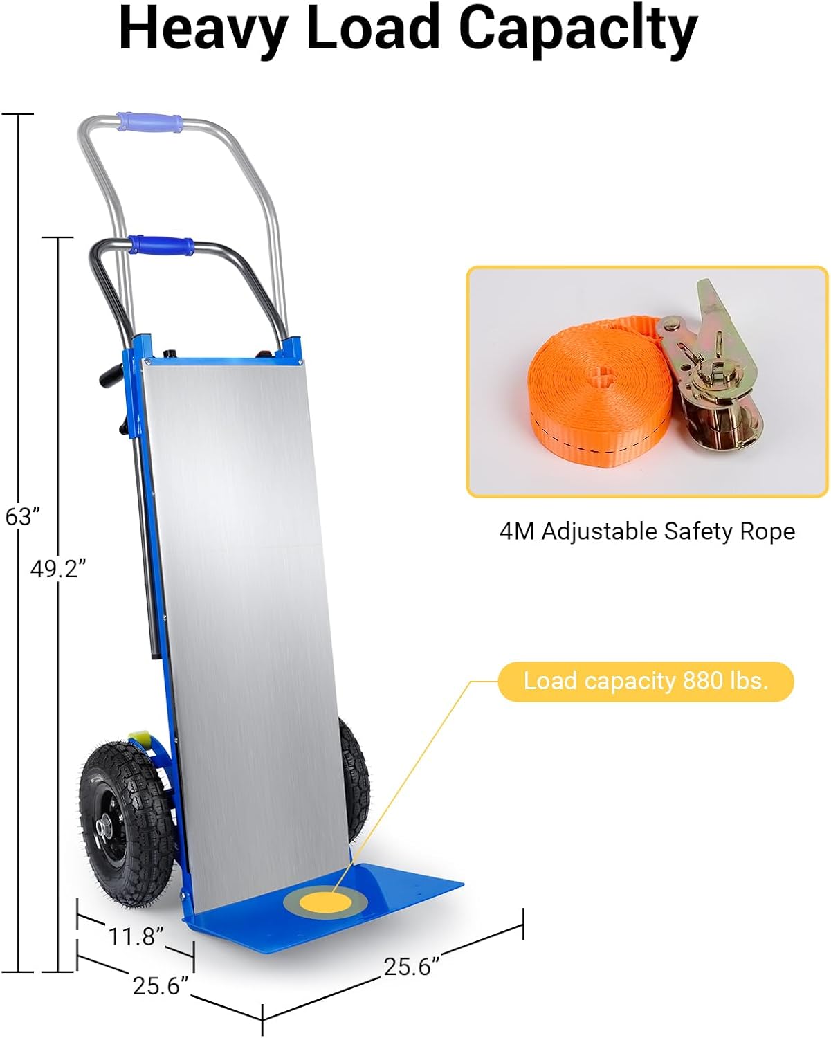 XUTUMM 1200W 880 lbs Stair Climbing Sack Hand Truck with Telescoping Handle & Pneumatic Wheels for Moving Furniture Fridge Appliance