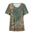 thumbnail image 3 of Blusas de Manga Corta para las Mujeres con Cuello en V Impreso Suéter Casual Top, Blusas para las Mujeres Casual, 3 of 4