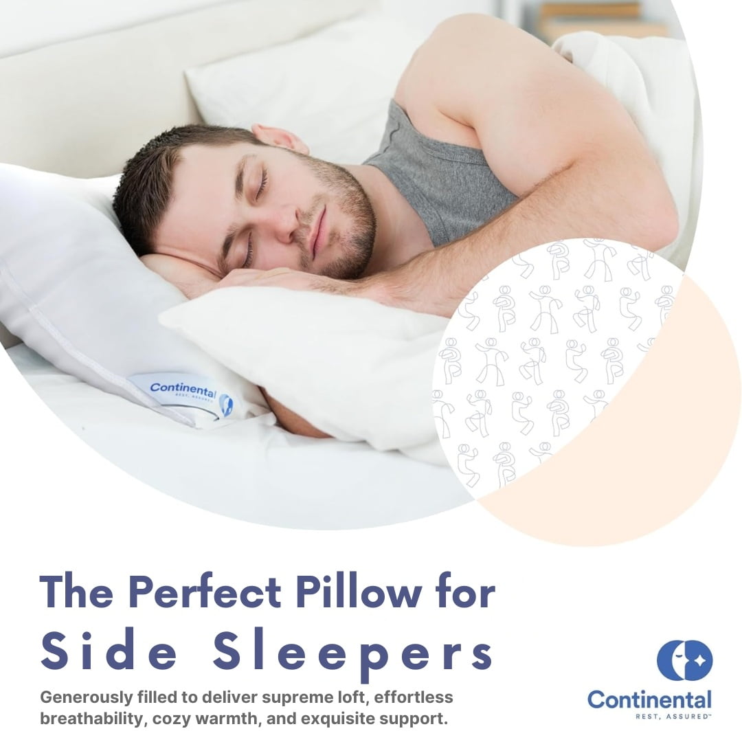 Goose Down Feather Pillow for Side Sleepers 50/50 Blend, Set of 2, Super Standard Size