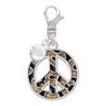 thumbnail image 2 of Delight Jewelry Silvertone Large Brown Cheetah Print Peace Sign - Silvertone Clip on Charm with Clear Crystal Drop, 2 of 4
