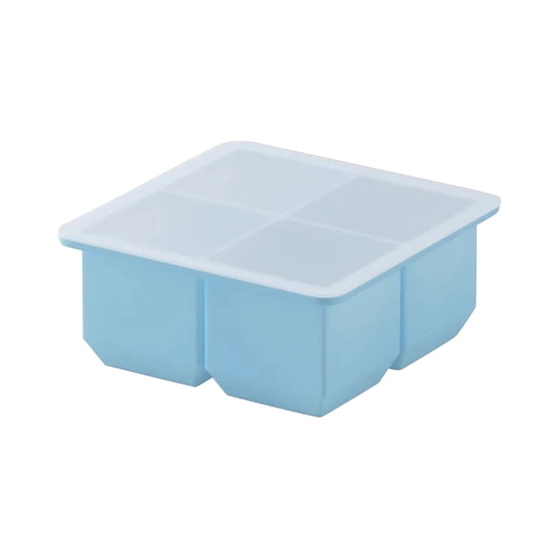 Bandeja grande para hielo para uso doméstico con tapa para el frigorífico (4 compartimentos)