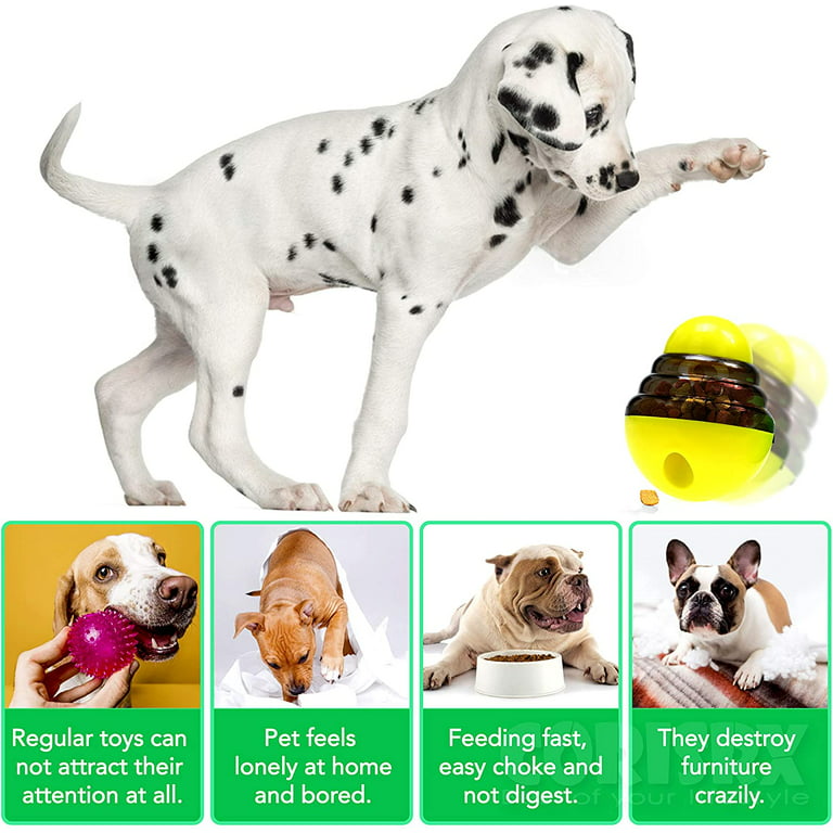 Wagooly Treat Dispensing Dog Toys - 2 Hole Wobble Pet Slow Feeder  Dispenser, Entertainment Interactive Dog Toys, Mind Stimulating Pet IQ Treat  Ball for Puppies, Dog Food Game - Dog Brain Toys (