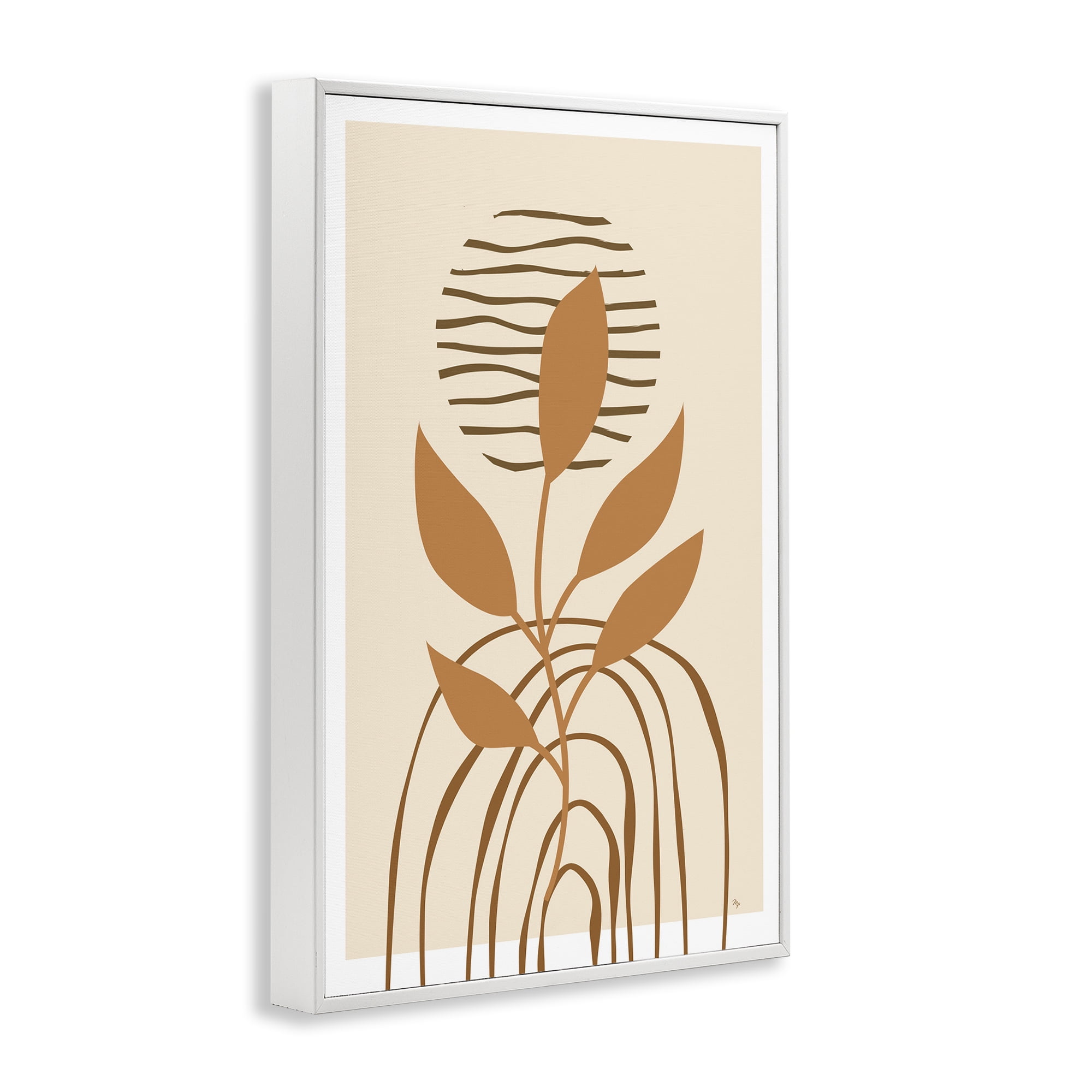 Stupell Industries Minimal Leaf Sprig Botanical & Floral Painting White Framed Art Print Wall Art, 16 x 24
