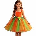 thumbnail image 5 of Huanglei Halloween Pumpkin Puff Sleeve Dress For Girls With Headband Party Performance Kids (D), 5 of 5